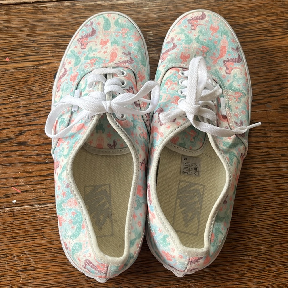 NWOT Vans Authentic Mermaid Ice Flow Glitter Low Top White Skate Shoes Size 8.5 - Picture 9 of 10